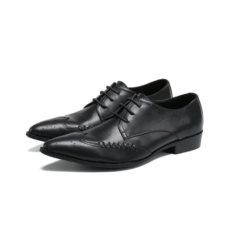 

Vintage Spring Designer Men Black Dress Shoes Genuine Leather Luxury Fashion Groom Wedding Shoes Male Business Oxfords