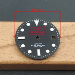 Custom Logo DIY Sterile Watch Dial 28.5mm Luminous Fit For Miyota NH35A Self Winding Movement Timepiece Part Blue Black