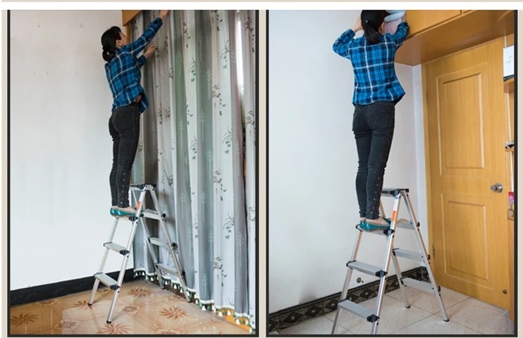 Có Thể Gập Lại Thang Nhôm Chữ A Đa Năng Gấp Gọn Bước Nền Tảng 3 Bước