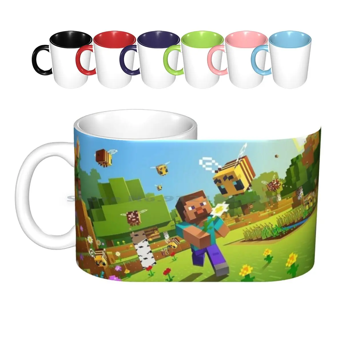 Field Of Bees Ceramic Mugs Coffee Cups Milk Tea Mug Facemask Facemasks Video Game Video Game Video Games Game Gamer Game Art