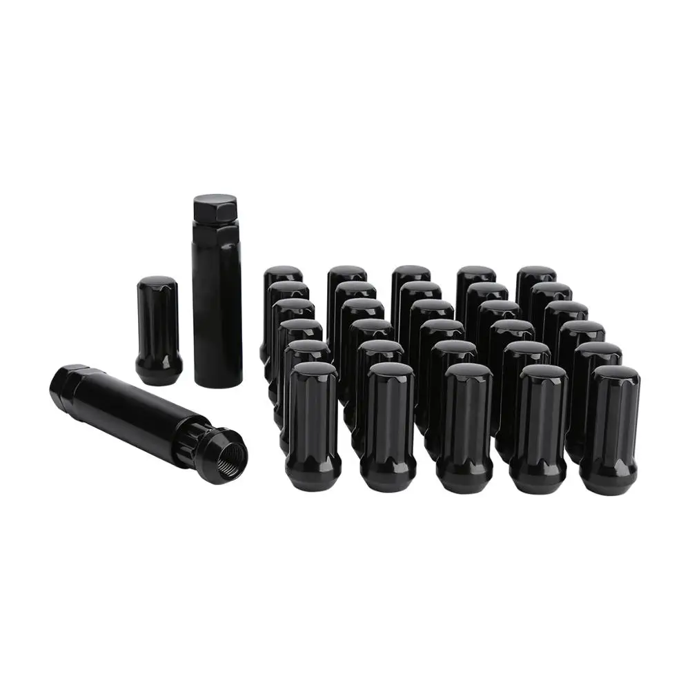 KSP 32PC 9/16 18 Thread BLACK TRUCK 7 SPLINE LOCKING LUG NUTS with KEYS for DODGE RAM LUGS 2500 3500 Ford 250 350