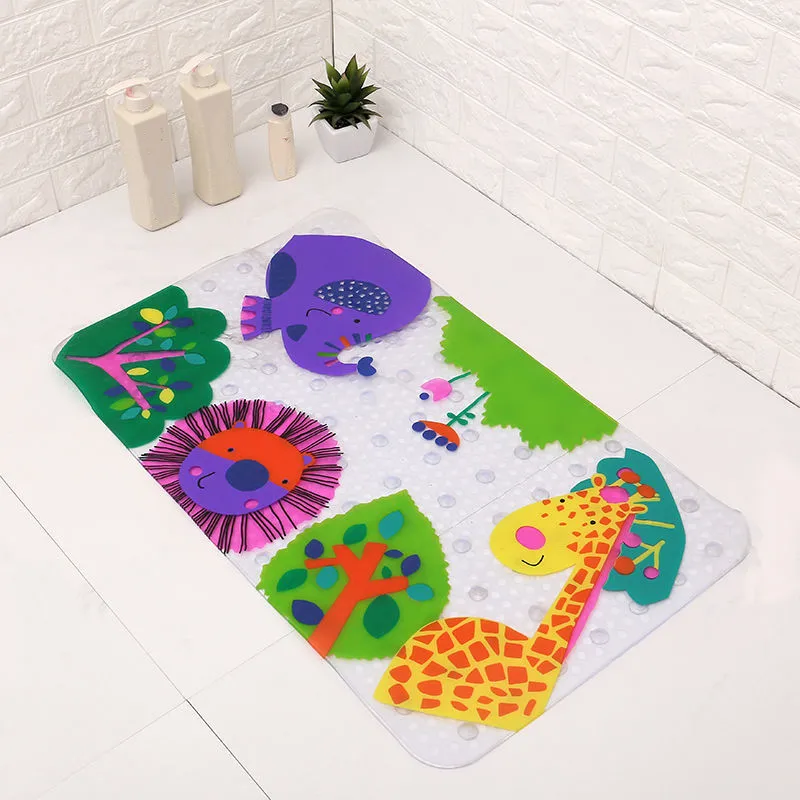 Cartoon Printed Non-Slip Mat for Children Shower Tub, Anti-Slip Foot Pads, Bathroom Carpet for Toilet Floor, Plastic Suction Cup