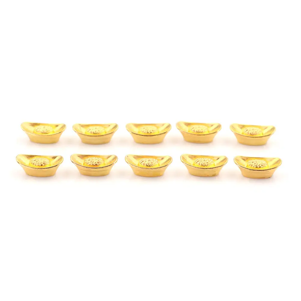 10pcs/set Mascot Metal Crafts Feng Shui Auspicious Lucky Money  Gold Ingot Decoration Crafts