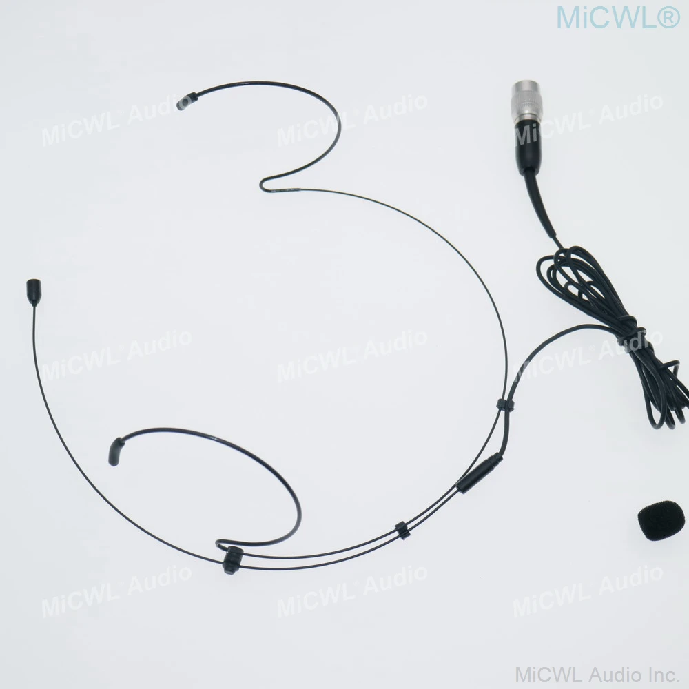 Black Double ear Hook Head Headset Microphone for Audio-Technica Wireless Hirose 4Pin Plug