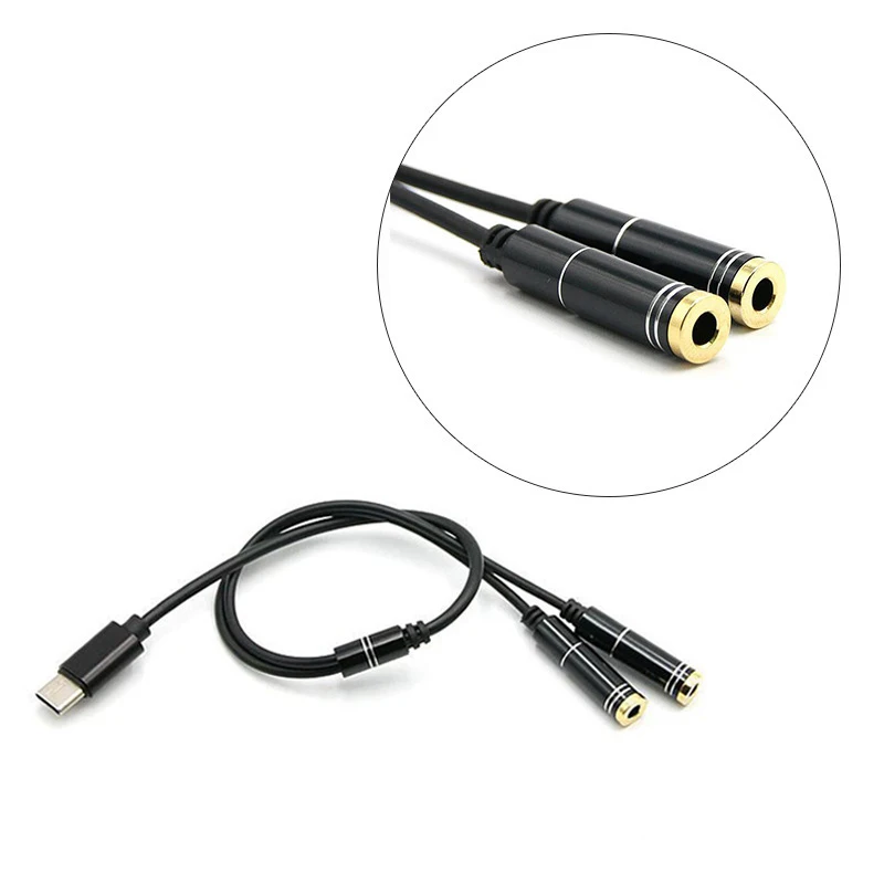 ประเภท C ถึง Dual 3.5แจ็คหูฟัง Usb C ถึง3.5มม.Aux คู่อะแดปเตอร์หูฟังสำหรับ Letv สำหรับ Xiaomi โทรศัพท์