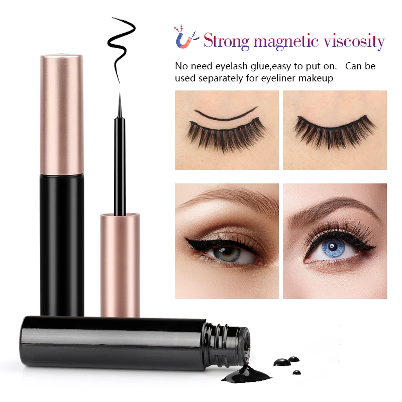 Faux cils magnétiques naturels en vison 3D, usage répété, eye-liner liquide étanche avec pince à épiler, ensemble de maquillage