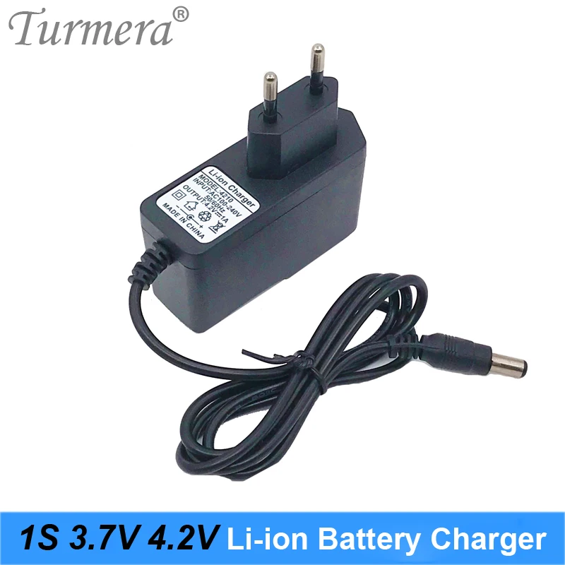 Turmera 3.7V 4.2V Li-ion Charger 1A 18650 Lithium Battery Charger DC5.5*2.1MM for 3.6V 4.2V Screwdriver Battery Pack Use EU Plug