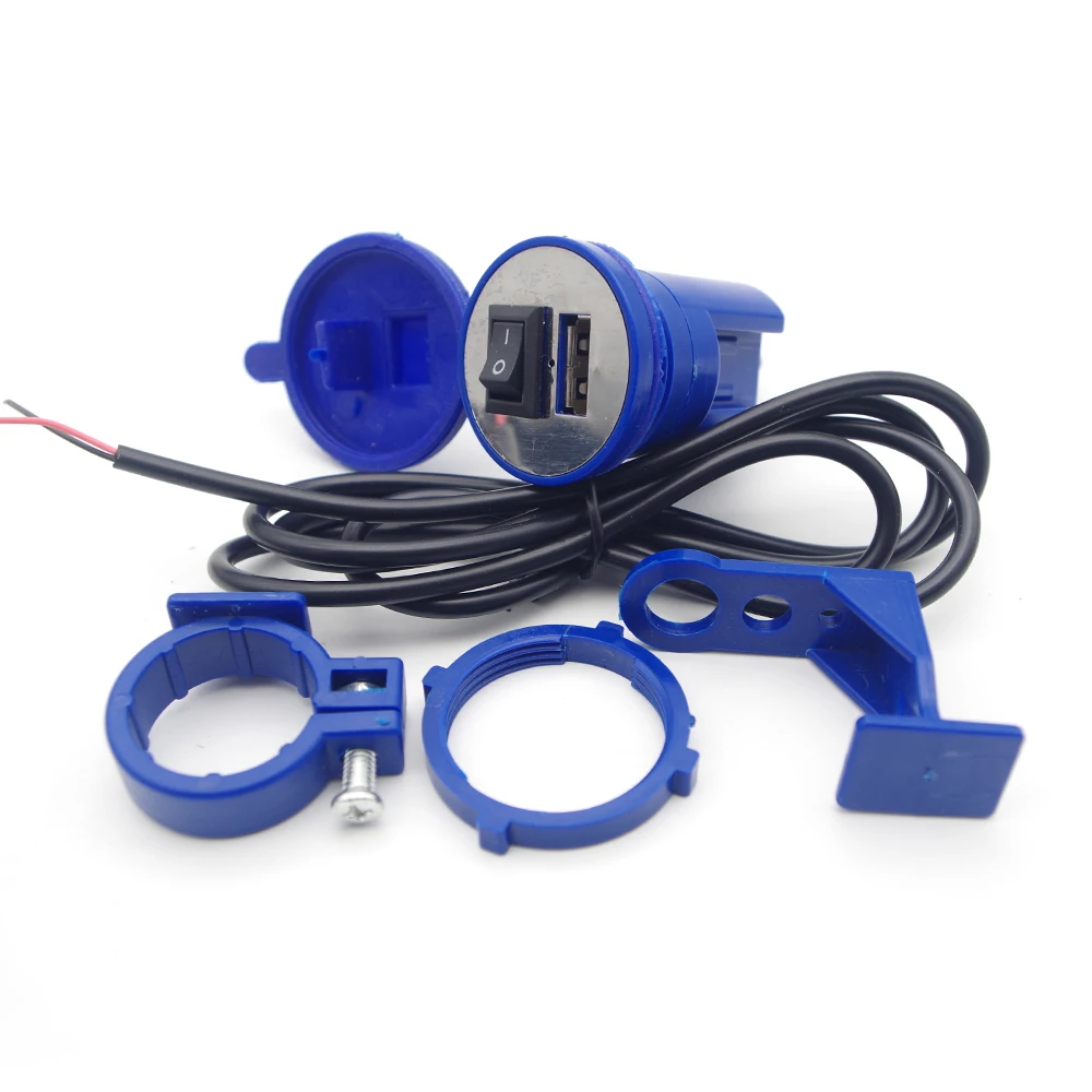 

Motorcycle USB Charger Waterproof Blue For yamaha blaster mt07 fazer 600 yzf r125 r6 2018 cygnus x125 tenere 700 xvs 1300 fz6