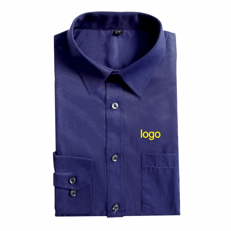 Camisa de manga comprida personalizada do negócio, Workwear fino casual, logotipo bordado, lapela cor pura, desgaste formal, COCT, roupas de