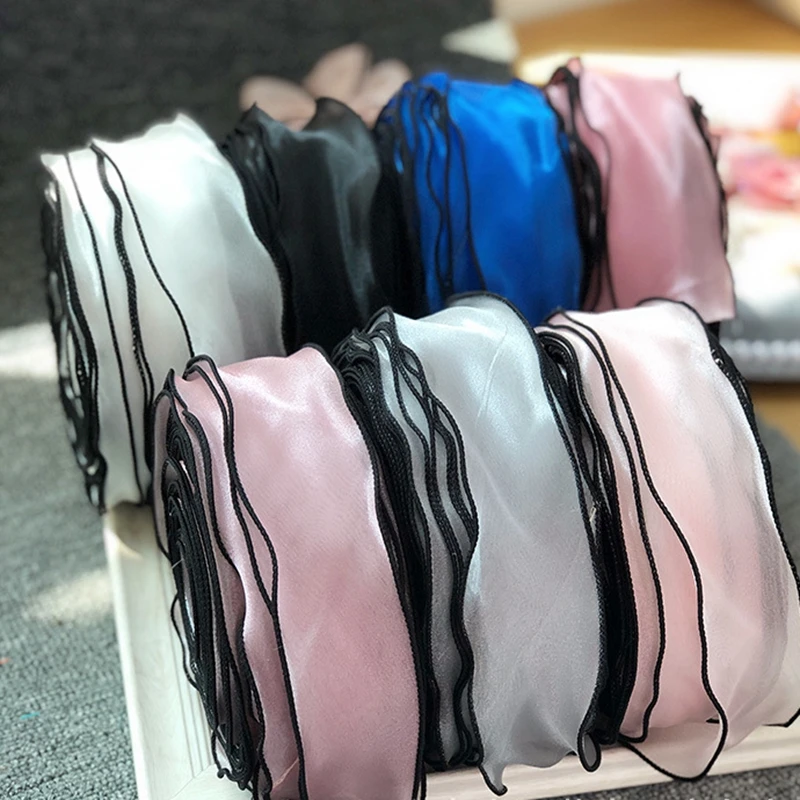35m/roll Shiny Wavy Ribbon With Black Edge For Diy Baby Socks Hair Band Bow Accessories DIY Bouquet Packaging Rose Gold Color