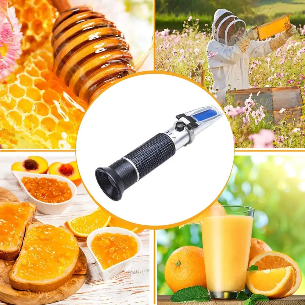 3-in-1 Uses, 58-90% Brix Scale Range Honey Moisture Tester Honey Refractometer for Honey Moisture, Brix and Baume, with ATC