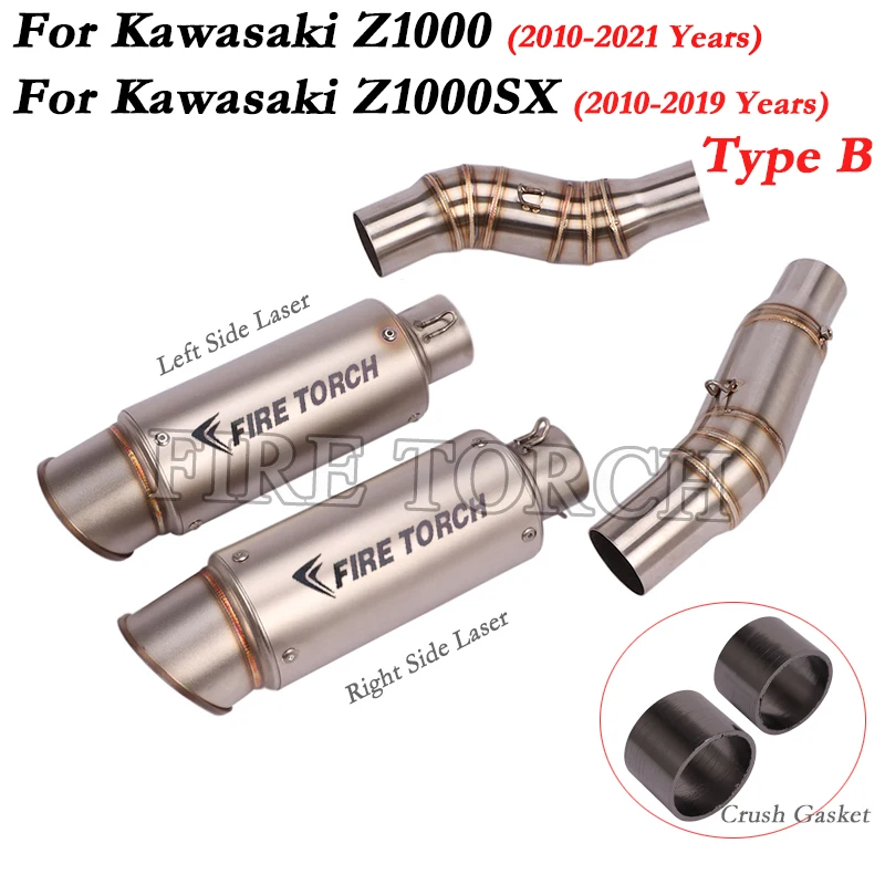 Silenciador de Escape para motocicleta, tubo medio de conexión de 51mm, inoxidable, para KAWASAKI Z1000 Z1000SX 2010-2021 GP