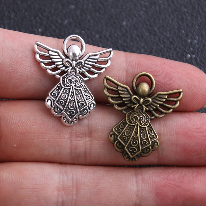 10pcs/lot 23*26mm Free Shipping  Two Color Alloy Angel Charms Diy Jewelry ASccessories