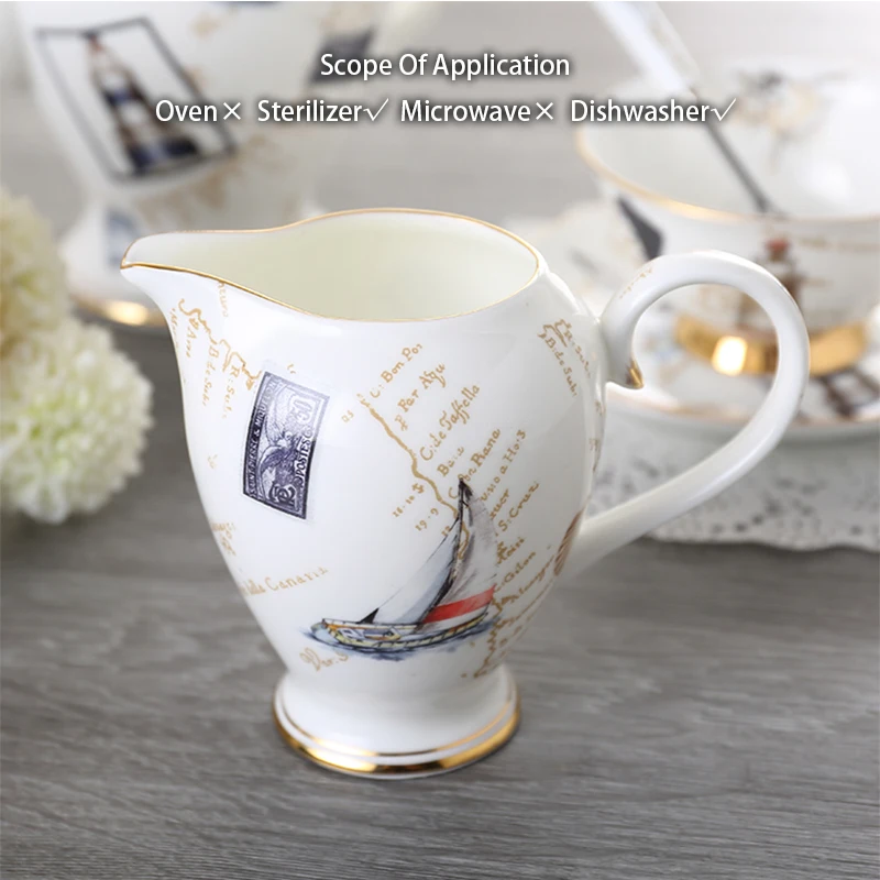 Logbook Bone China Coffee Set Europe Porcelain Tea Set Ceramic Pot Creamer Sugar Bowl Teatime Teapot Tea Coffee Cup Coffeeware