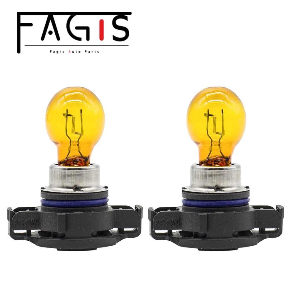 Fagis 2 Pcs PSY24W PG20-4 12V 24W  Car Fog Turn Signal Bulb Amber Yellow Auto Halogen Lamp Turn Signal Brake Light