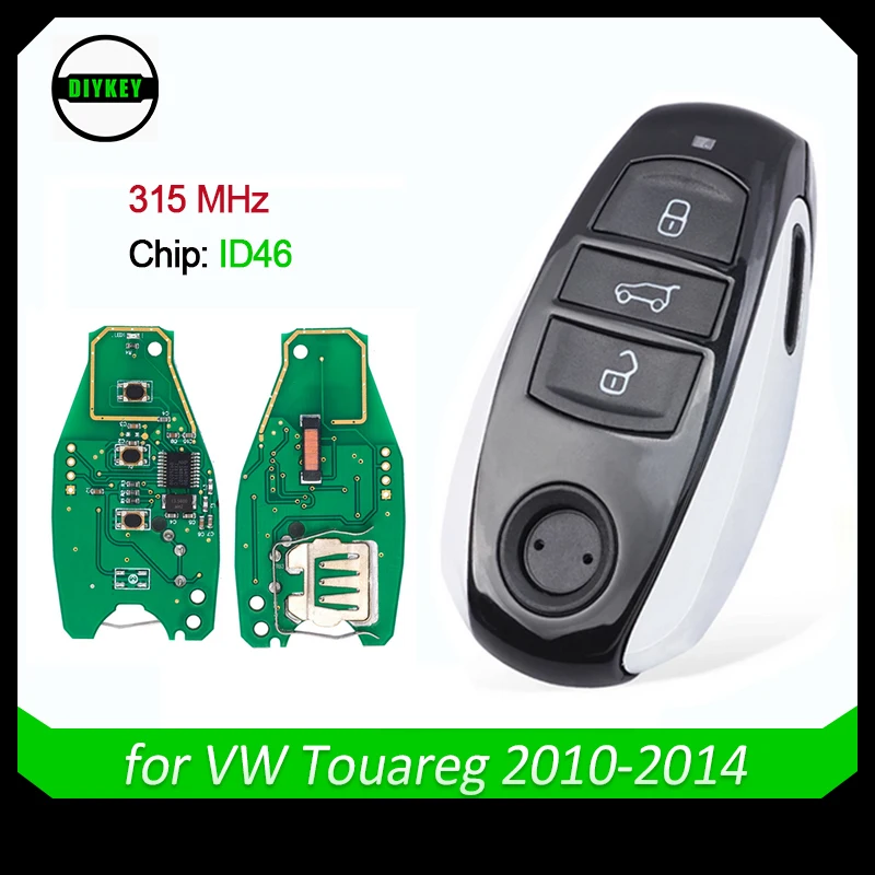 

DIYKEY 3 Button Replacement Keyless 315MHz ID46 Chip Smart Remote Car Key Fob for Volkswagen Touareg 2011-2018 with Small Key