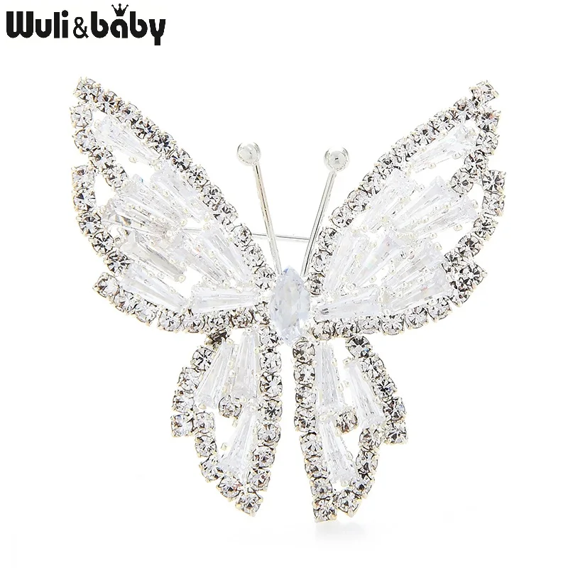 Wuli&baby Cute Cubic Zircon Butterfly Brooches For Women Classic Insect Weddings Office Collar Pins Gifts