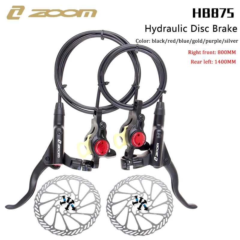 Zoom Hydraulic Disc Brake Set For Mountain Bikes - Front & Rear MTB Brakes With 160mm Rotors