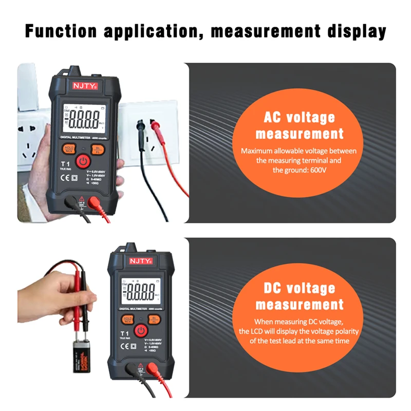 Inteligentny multimetr cyfrowy 4000 zlicza Mini Tester motoryzacyjny True RMS NCV 600V AC DC Tester napięcia przenośny miernik elektryczny