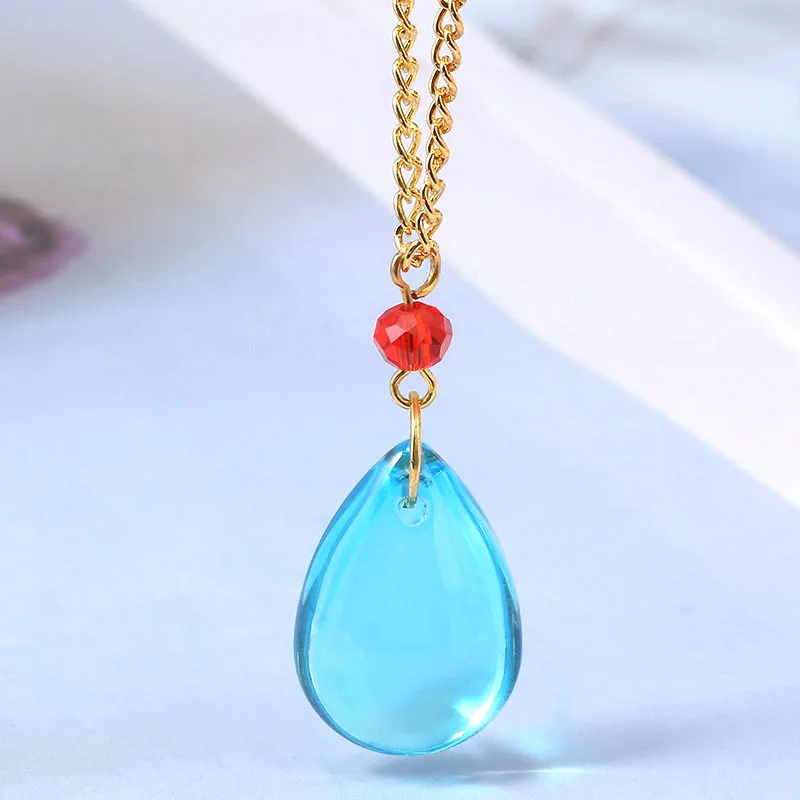 Japanese Cartoon Howl's Moving Castle Necklace Magicians Howl Blue Costumes Pendant Necklaces Women Men Cosplay Jewelry