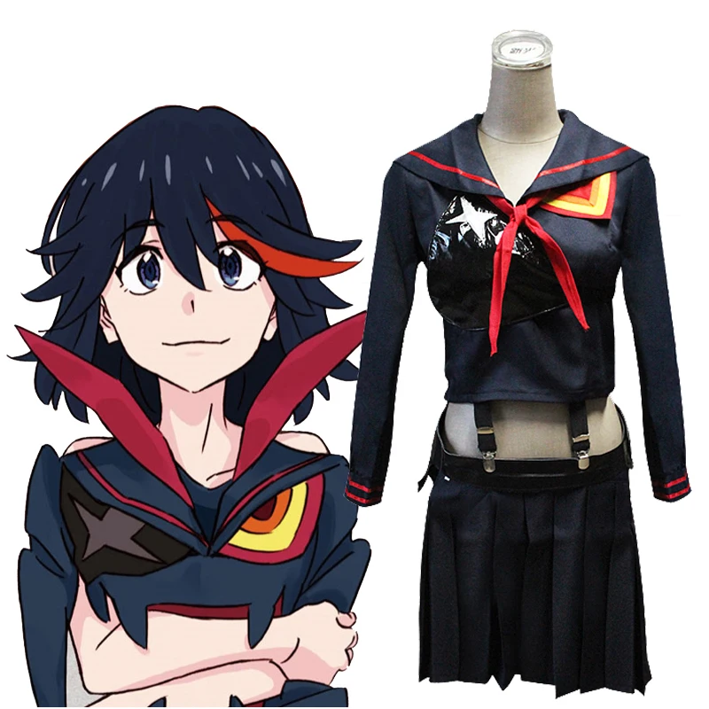 

Matoi Ryuuko Cosplay Costume Anime Kill La Kill Women Skirt Set School Girl Uniform JK Dresses Halloween Carnival Suit