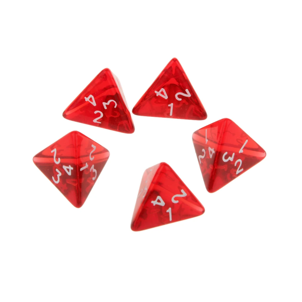 5pcs 4 Sided D4 Dice for Playing TRPG Dungeons and Dragons D&D RPG Board Game Favours and Math Teaching Lovers