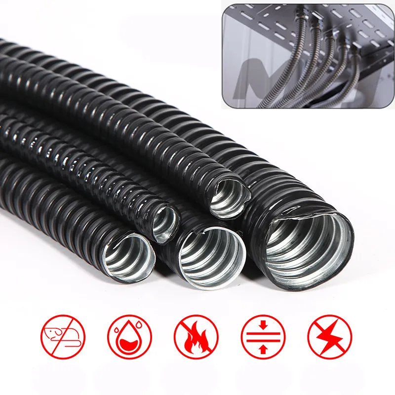 1M Waterproof Plastic coated metal hose diameter 6mm-50mm Threaded corrugated pipe wire harness casing for Cable line protecter