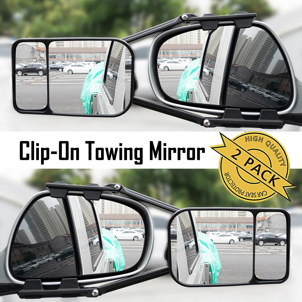 

2PCS Universal Caravan Trailer Car Towing Mirror Adjustable Tow Mirror Extension Strap Rear View Side Spot Blind Convex Truck