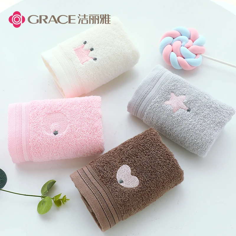 

Pure Cotton Cartoon Small Towel Plain Color Water Absorbing Skin Friendly Household Children's Face Washing