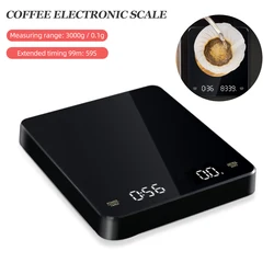 3kg/0.1g Digital Coffee Scale with Timer Smart Kitchen Balance Precision Espresso Scales Measuring Tools With USB Rechargeable