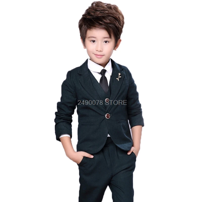 

Formal Flowers Boys wedding Suit Kids Birthday Party children jacket Vest Pant Tie 4PCS Tuxedo Dress Prom Ceremony Costume