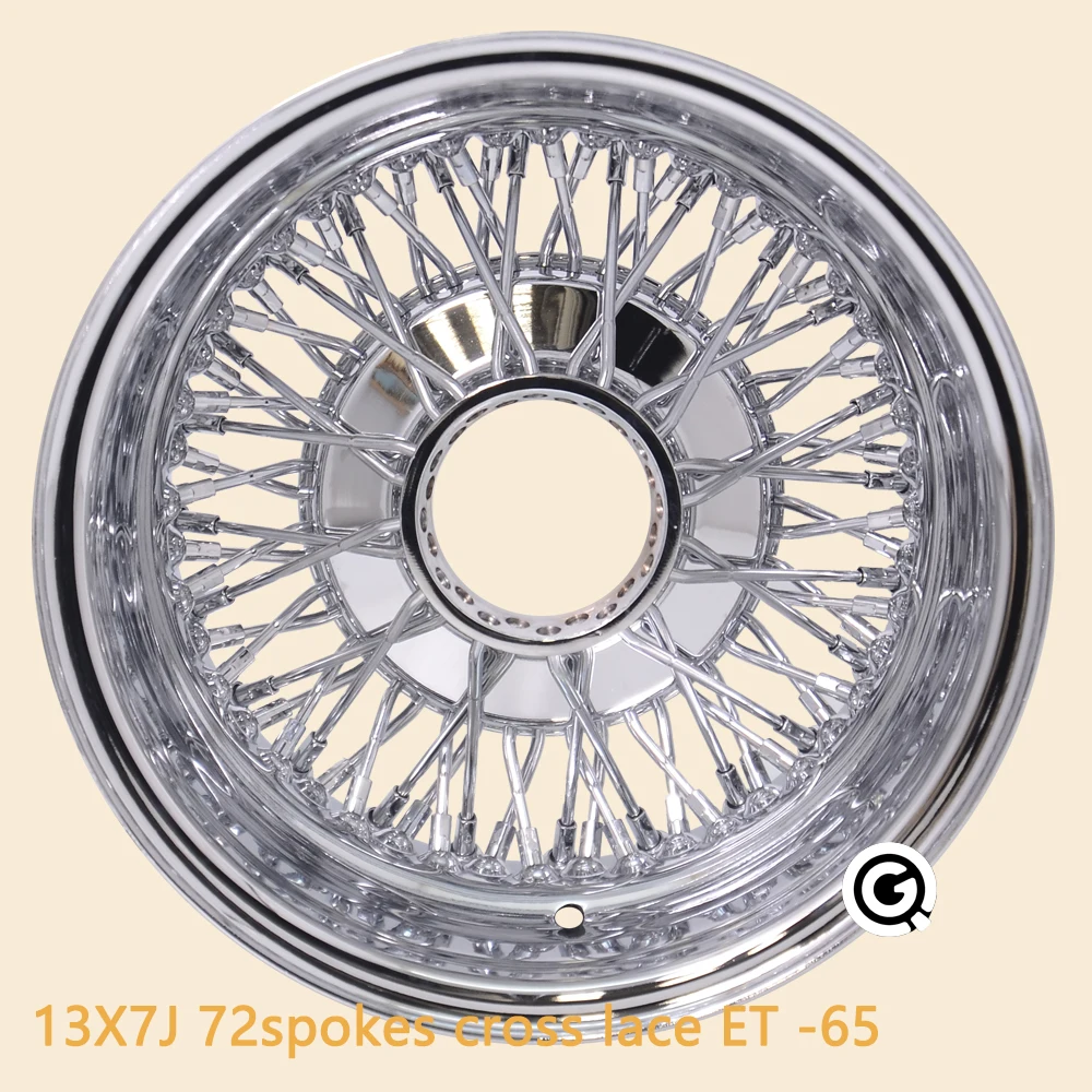 13inch Reverse Cross Lace Wire Wheels 72 Spokes Lowrider Air Ride Suspension Custom Car Wheel Rim Design