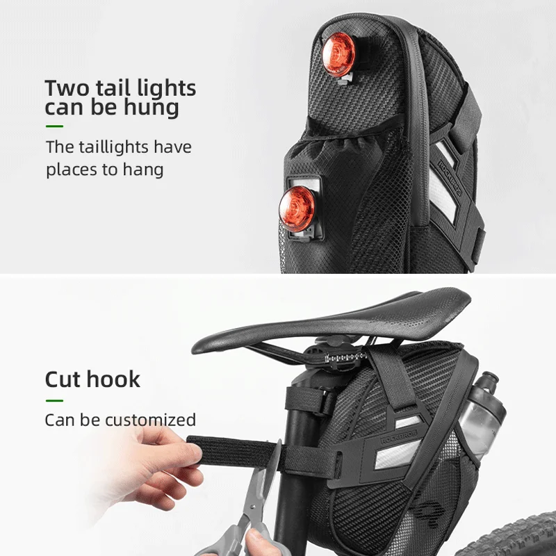 ROCKBROS Bicycle Saddle Bag MTB Bike Rear Tool Bag Night Reflective Seatpost Cycling Road Rear Seat Tail Bag Bike Accessories