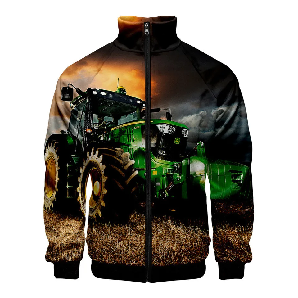 New Tractor Pattern 3D Jacket Men Women Harajuku Hip Hop New Style Hoodies Casual Stand Collar Zipper Sweatshirt