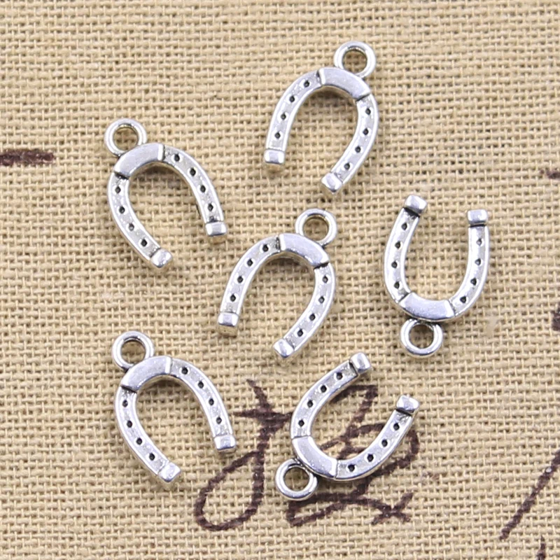 30pcs Charms Lucky Horseshoe Good Luck Talisman 14x9mm Antique Silver Color Pendants Making DIY Handmade Tibetan Finding Jewelry