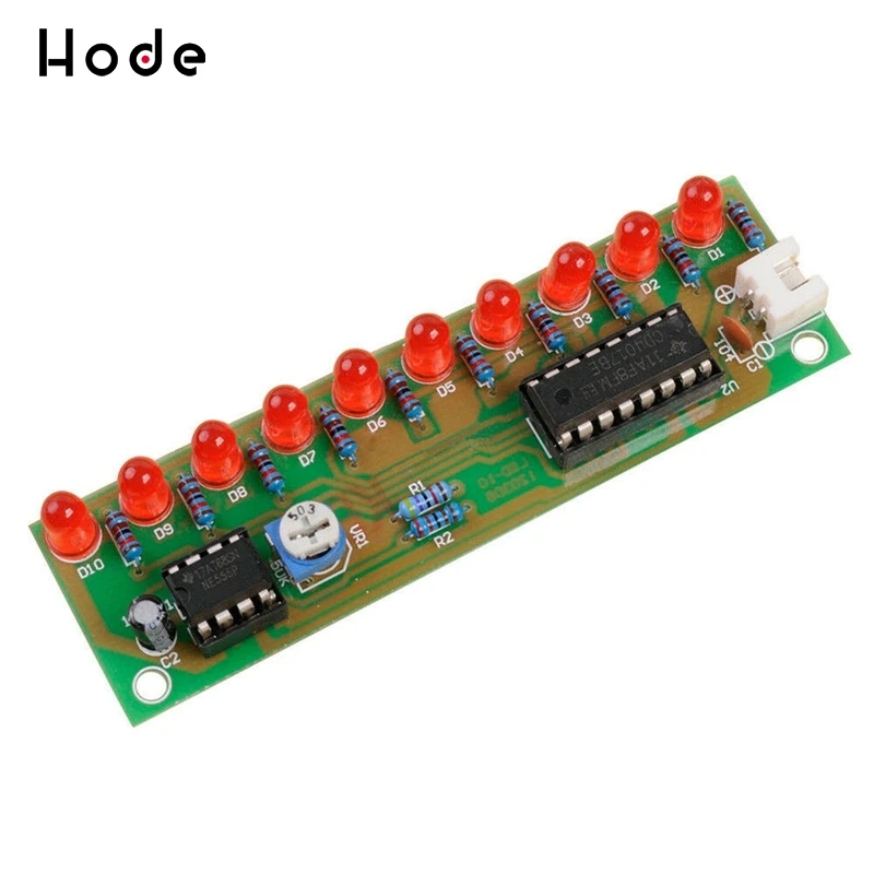 NE555 & CD4017 LED Light Chaser Sequencer Follower Scroller Module DIY Kit Red