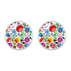 Polish Folk Art Patterns Stud Earring Fashion Jewelry Modern Paper Cutting Element Flower Jewelry For Women Girls Gift