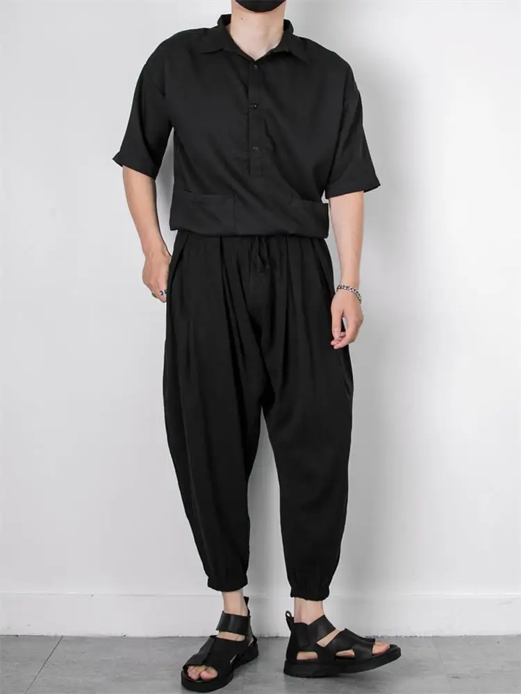 

Men's new classic minimalist Yamamoto style wide leg loose harun pants small foot casual large size nine minute pants