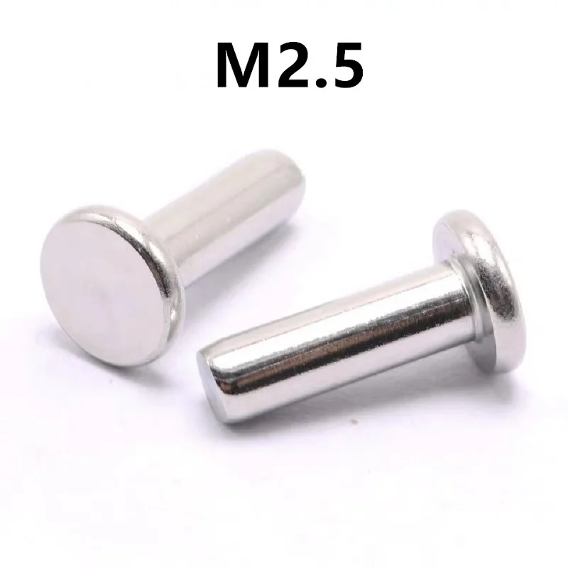 200PCS M2.5x5/6/8/10mm 304 Stainless Steel Rivets Flat Head Solid Percussion Rivet GB109