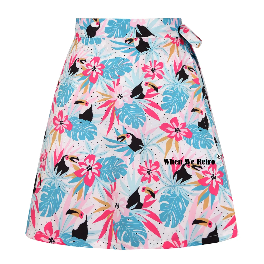 Holiday Tropical Flowers Leaves and Toucans Printed Beach Summer Skirt SS0015 Bohemia Boho Multitasks Sexy Wrap Skirt