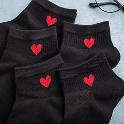 1 Pair Ladies Socks Women Red Heart Streetwear Cartoon Socks for Girls Harajuku Kawaii Cute Socks Cotton Black White Funny Sock