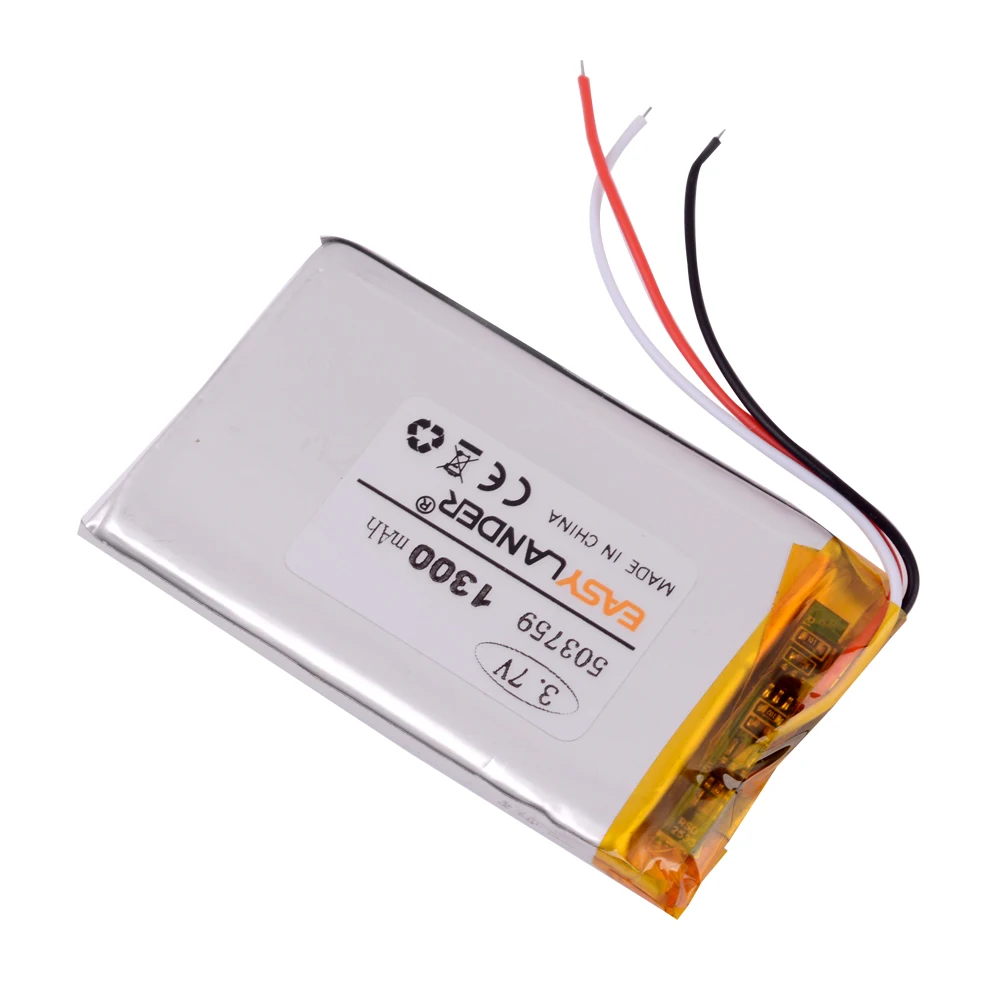 3สาย 503759   3.7V 1300mAh แบตเตอรี่ลิเธียม Li-Ion Li Polymer สําหรับ e แผนที่เส้นทาง HD-X9 X10 E-V5 navigator LIS1530HNPPC