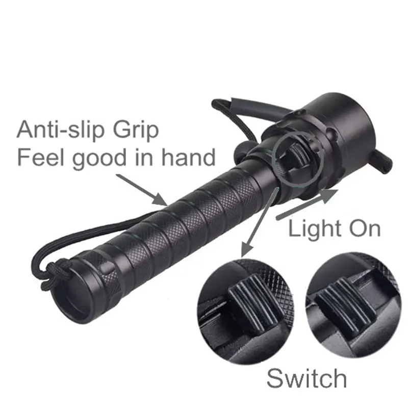 TMWT Waterproof Scuba Diving Flashlight 3000K Yellow 3LED Flashlight, 3000 Lumens Underwater Submersible Torch