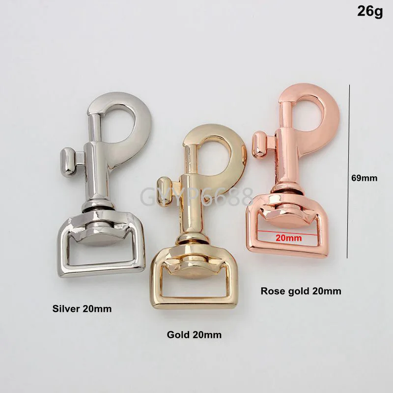 10-30-100pcs 6 colors 69*20mm rose gold polished metal swivel trigger snap hook for DIY leather bag snap hook bag accessories