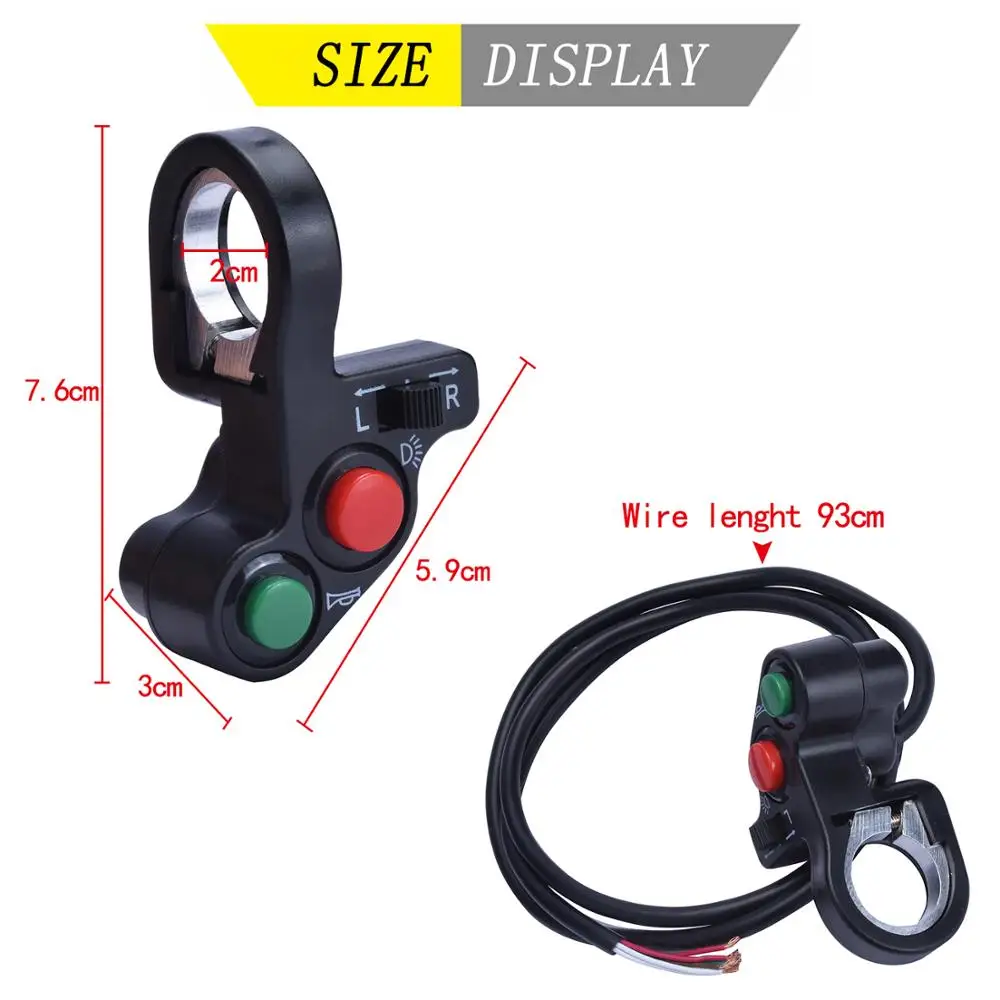 Motorcycle Electric Bike/Scooter Horn Turn Signal Light Switch ON/OFF w/ Red Green Button 22mm Moto Handlebar Accessories Parts