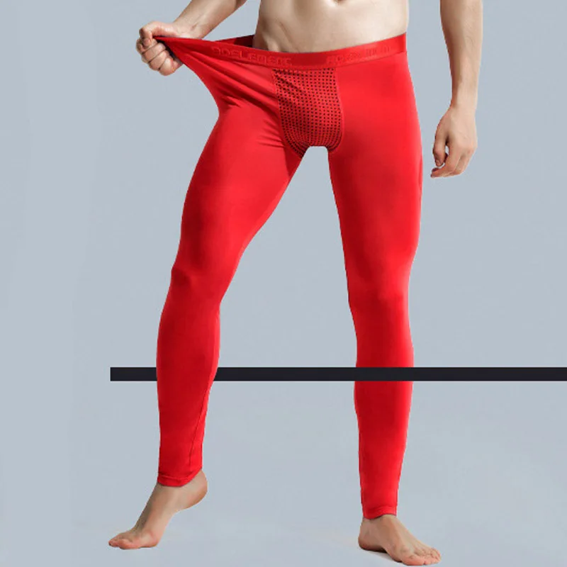 Mens Magnet Long Johns Men Thermal Underwear Man Thin Soft Modal Leggings Sexy Slim U-convex Men Thermal Pants Male Lounge Black