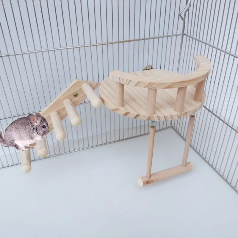 

3Pcs Hamster Wooden Platform Small Pet Cage Fence Play Stand Climbing Ladder Swing Toy Guinea Pigs Exercise Toy for Parrot Perch