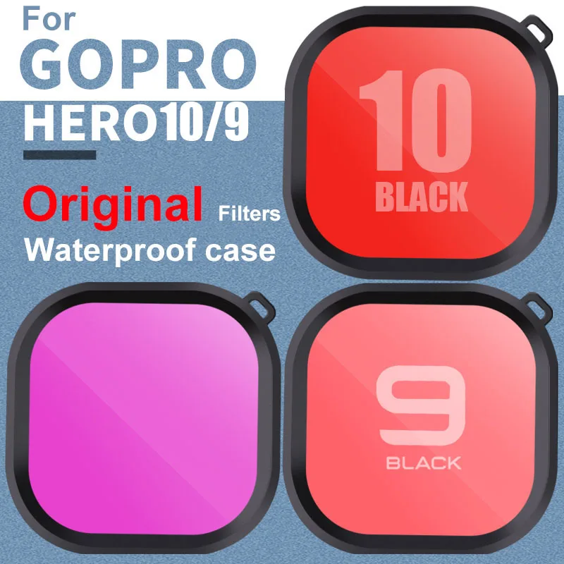 3-Pack Filters Kit Magenta Snorkel Lens Red Color Filter for GoPro HERO9 10 11Black Super Suit original Housing Case Accessories