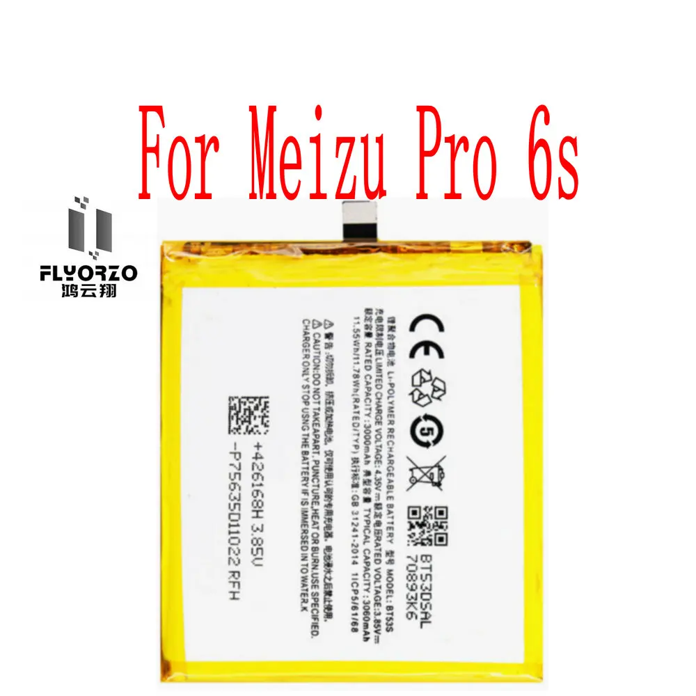 100% nova marca de alta qualidade 3060mah bt53s bateria para meizu pro 6s telefone celular