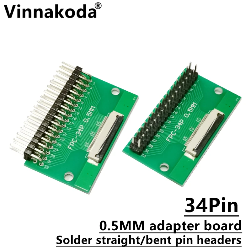 FFC/FPC 어댑터 보드 0.5MM-34P ~ 2.54mm 용접 0.5, 플립 탑 커넥터, 용접 직선 및 구부러진 핀 헤더, 2 개